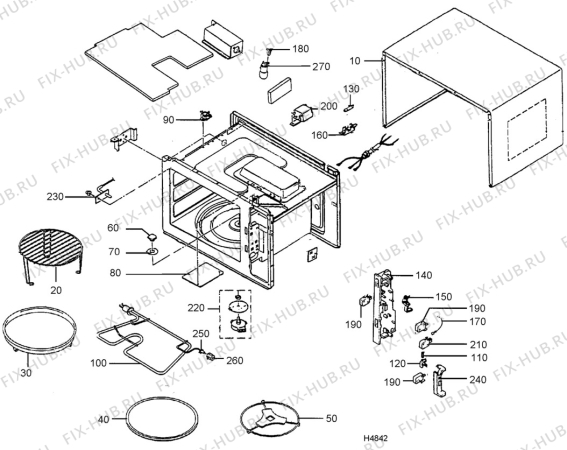 Взрыв-схема микроволновой печи Husqvarna Electrolux QN5028F - Схема узла H40 Housing, glass tray  C