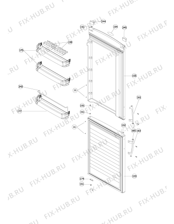 Взрыв-схема холодильника Whirlpool WBR 3012 W - Схема узла