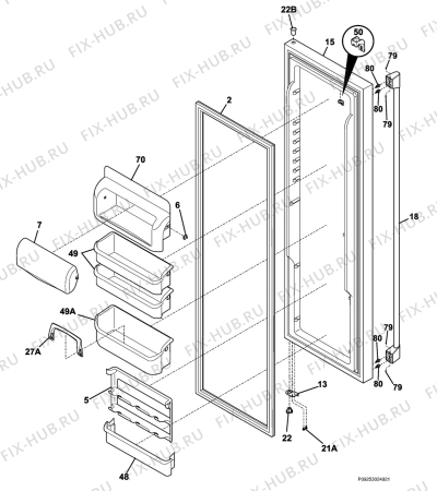 Взрыв-схема холодильника Husqvarna Electrolux QT5000FX4 - Схема узла Refrigerator door