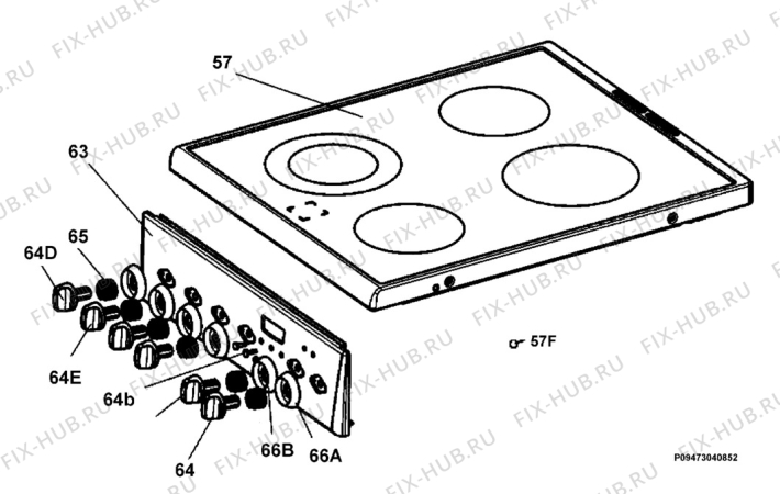 Взрыв-схема плиты (духовки) Electrolux EKC513506W - Схема узла Section 4