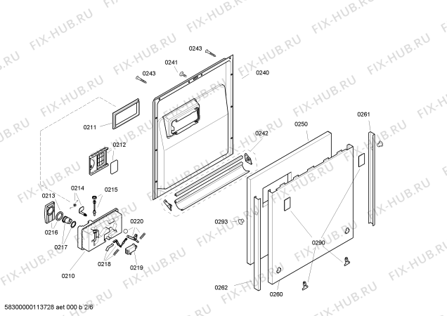 Взрыв-схема посудомоечной машины Bosch SGV45M43EU - Схема узла 02