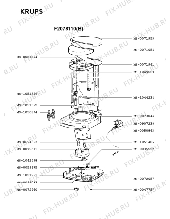 Взрыв-схема кофеварки (кофемашины) Krups F2078110(B) - Схема узла Q0000283.9Q2