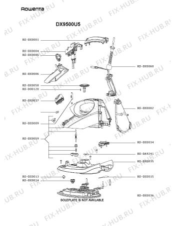 Схема №1 DX9500U5 с изображением Рукоятка для утюга (парогенератора) Rowenta RS-DX0059