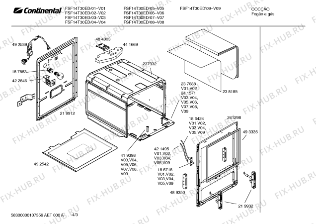 Взрыв-схема плиты (духовки) Continental FSF14T30ED QUANTUM I LC BEGE GE BIV - Схема узла 03