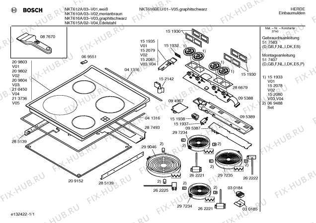 Схема №1 NKT616BEU с изображением Стеклокерамика для плиты (духовки) Bosch 00213736