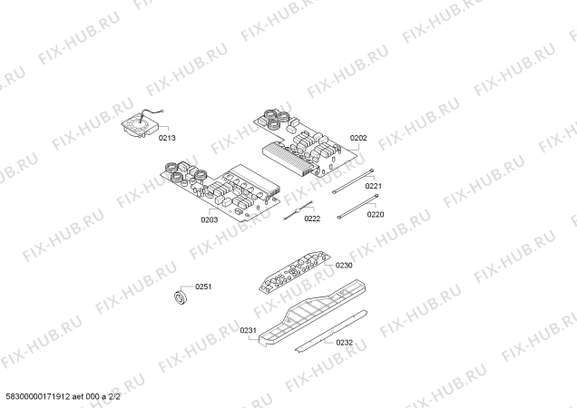 Взрыв-схема плиты (духовки) Siemens EH801FL17 IH6.1 - Standard - Схема узла 02