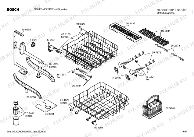 Взрыв-схема посудомоечной машины Bosch SGU55M02EP - Схема узла 06