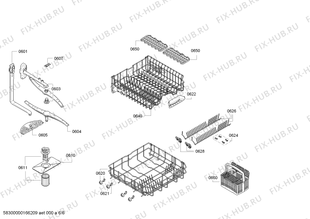 Взрыв-схема посудомоечной машины Bosch SMV53N70EU, Active Water Eco - Схема узла 06