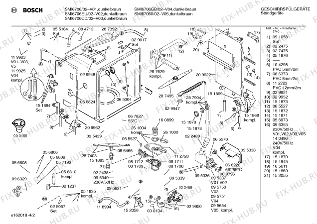 Схема №1 SMI6706EU с изображением Панель для электропосудомоечной машины Bosch 00287508