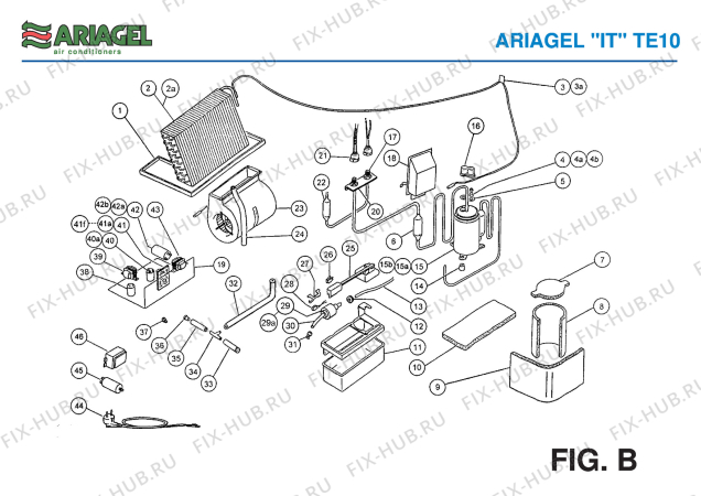 Взрыв-схема кондиционера Ariagel TE 10 - Схема узла 3