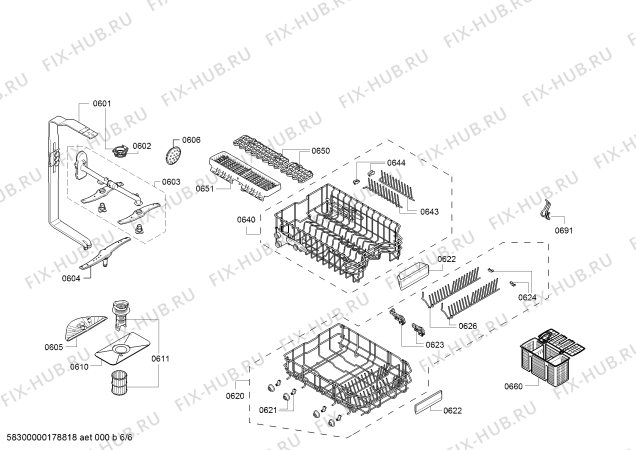 Взрыв-схема посудомоечной машины Bosch SPI53M65EU SilencePlus - Схема узла 06