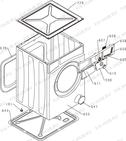 Схема №1 WU62081 (173880, PS24/08B) с изображением Блок управления для стиральной машины Gorenje 165508