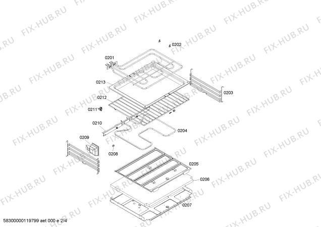 Схема №2 3HF508X с изображением Кнопка для плиты (духовки) Bosch 00424118
