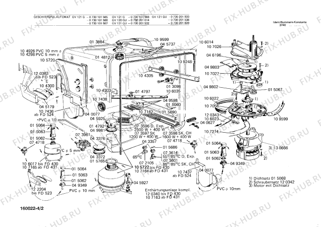 Взрыв-схема посудомоечной машины Bosch 0730201809 GV121GU - Схема узла 02