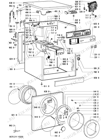 Схема №1 AWM 1250 с изображением Обшивка для стиралки Whirlpool 481245210989