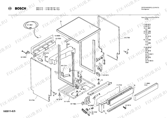Взрыв-схема посудомоечной машины Bosch 0730102738 SMS5112 - Схема узла 05