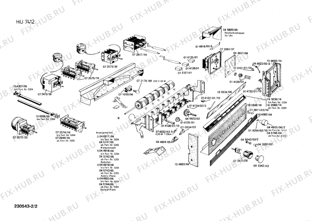 Взрыв-схема плиты (духовки) Siemens HU7412 - Схема узла 02