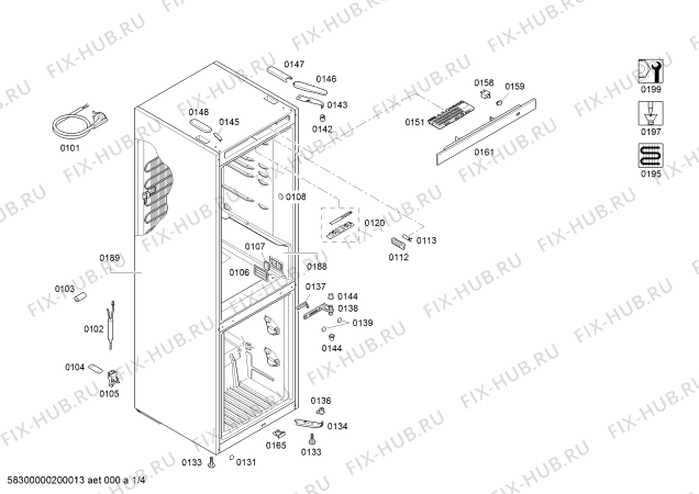 Схема №3 KGN39XI43 Bosch с изображением Дверь для холодильной камеры Bosch 00715538