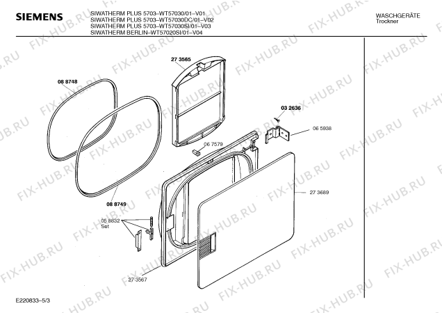Схема №3 WT57030 SIWATHERM PLUS 5703 с изображением Инструкция по эксплуатации для сушильной машины Siemens 00516758