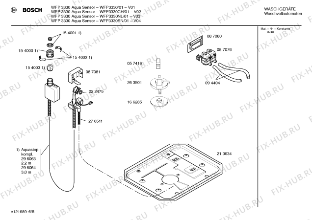 Схема №2 WFP3330SN WFP3330 Aqua-Sensor с изображением Таблица программ для стиралки Bosch 00520995