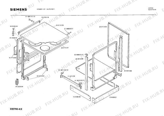 Взрыв-схема плиты (духовки) Siemens HS8031 - Схема узла 02