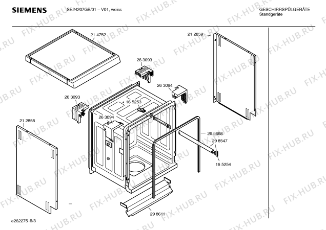 Схема №1 SE24207GB с изображением Инструкция по эксплуатации для посудомойки Siemens 00523613