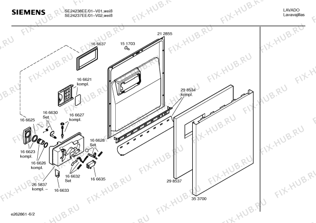 Взрыв-схема посудомоечной машины Siemens SE24237EE EXPRES SE24237 - Схема узла 02