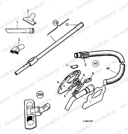Взрыв-схема пылесоса Electrolux Z5048 - Схема узла Accessories