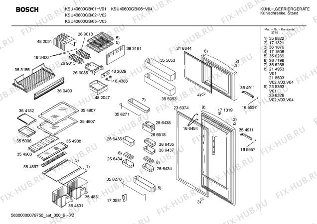 Схема №1 KSU40600GB с изображением Дверь для холодильной камеры Bosch 00218603