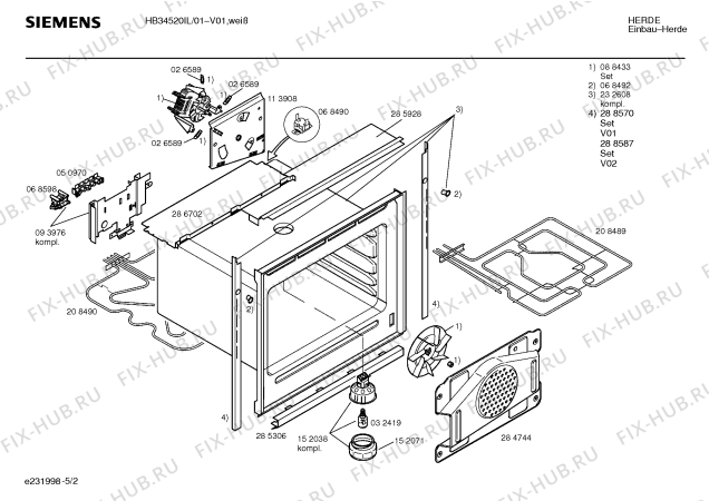 Схема №1 HB34520IL с изображением Панель управления для духового шкафа Siemens 00288442