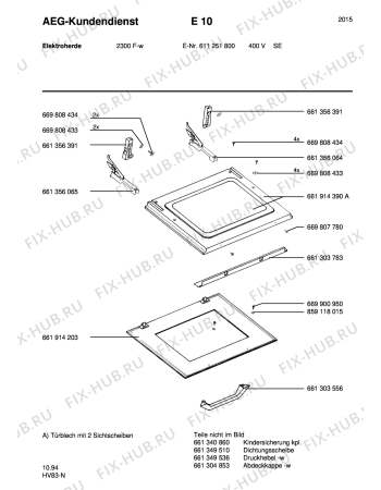 Взрыв-схема плиты (духовки) Aeg 2300F-W S 400V - Схема узла Section6