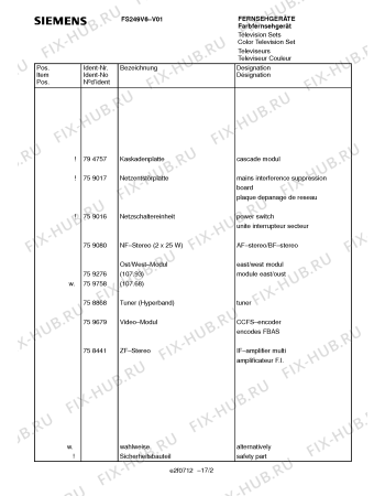 Схема №6 FS249V6 с изображением Модуль для телевизора Siemens 00759679