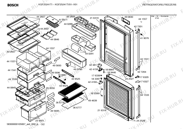 Схема №2 KGF25241TI с изображением Инструкция по эксплуатации для холодильника Bosch 00594059