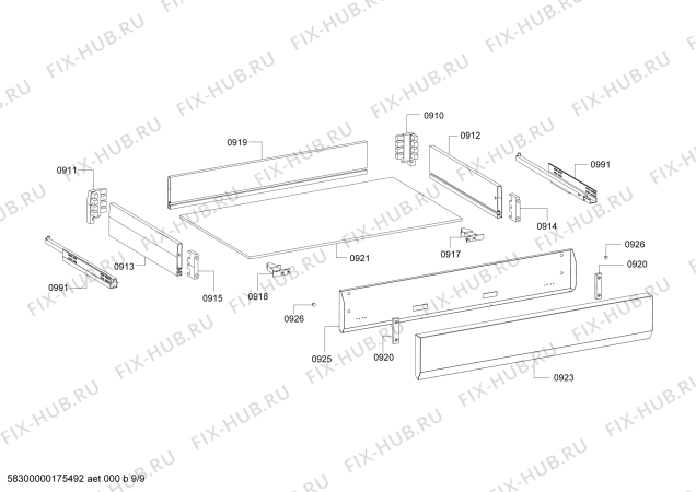 Схема №6 SOH25G2S0N с изображением Цокольная панель для плиты (духовки) Bosch 00701605