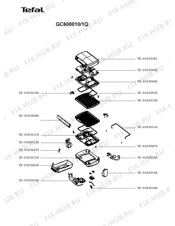 Схема №1 GC601B66/1QA с изображением Ручка для мультигриля Tefal TS-01035080