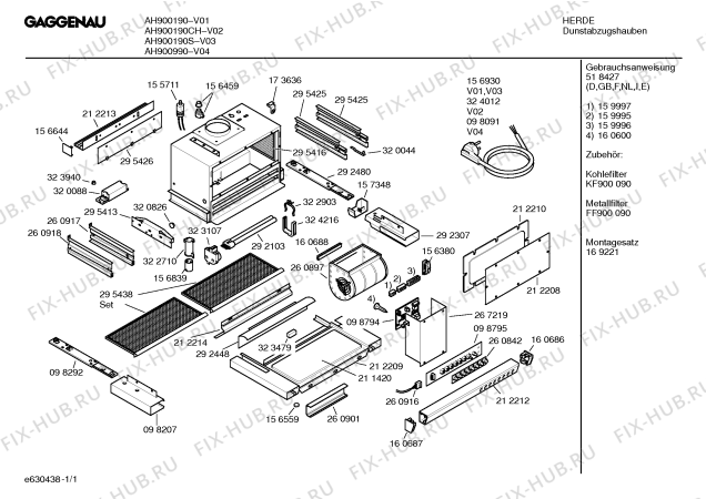 Схема №1 AH900190CH с изображением Противень для вытяжки Bosch 00295413