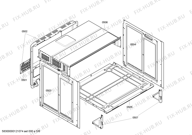 Взрыв-схема плиты (духовки) Bosch HBN370651E - Схема узла 05