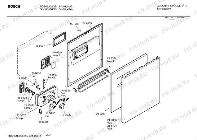 Взрыв-схема посудомоечной машины Bosch SGS66A02GB Logixx auto option - Схема узла 02