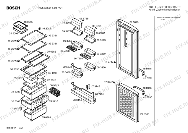 Взрыв-схема холодильника Bosch KGS32320FF - Схема узла 02