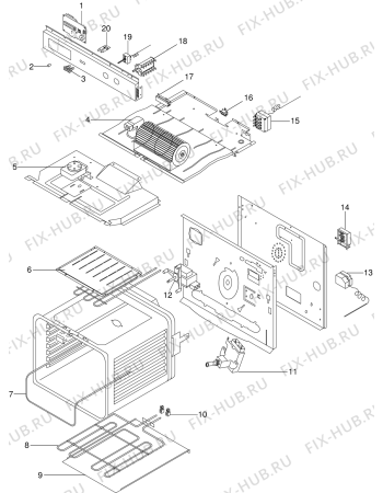 Взрыв-схема плиты (духовки) Indesit FE5156F (F017642) - Схема узла