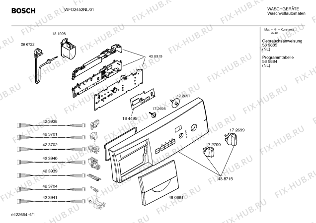 Схема №1 WFO2452NL Maxx WFO2452 с изображением Таблица программ для стиралки Bosch 00589884