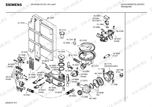 Взрыв-схема посудомоечной машины Siemens SE24A261EU Four seasons - Схема узла 04
