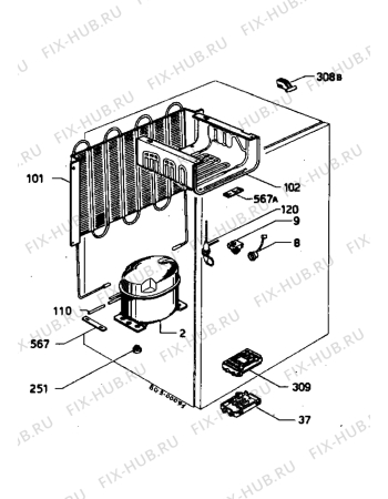 Взрыв-схема холодильника Zanussi Z6140T - Схема узла Cooling system 017