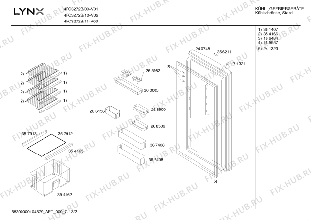 Схема №1 4FC3272B с изображением Инструкция по эксплуатации для холодильника Bosch 00592298