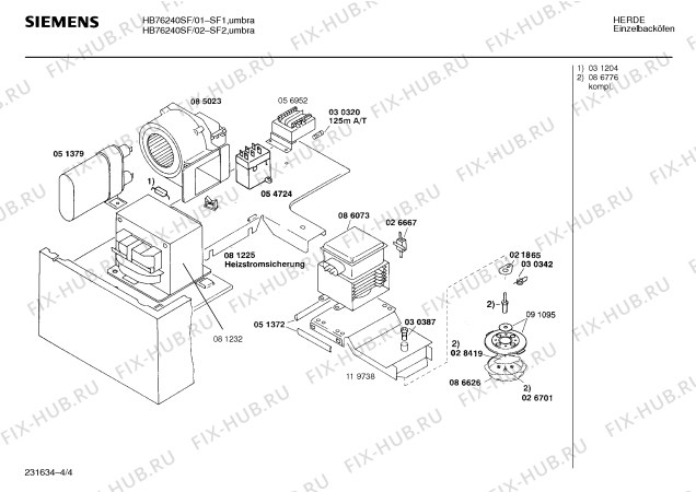 Взрыв-схема плиты (духовки) Siemens HB76240SF - Схема узла 04