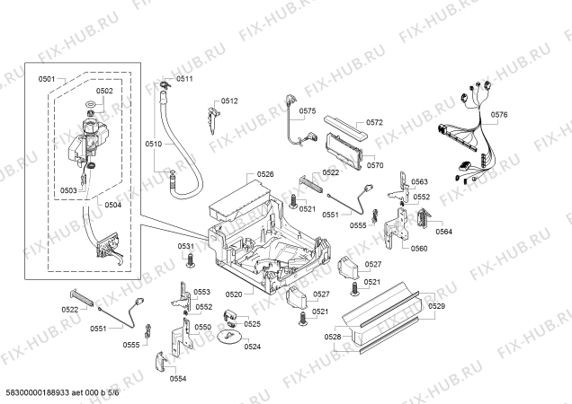 Взрыв-схема посудомоечной машины Bosch SPS53E18EU SilencePlus, Serie 4 - Схема узла 05