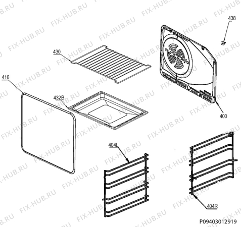Взрыв-схема плиты (духовки) Electrolux FEH50P2102 - Схема узла Oven