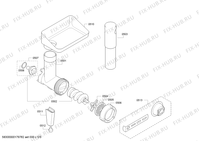 Взрыв-схема кухонного комбайна Bosch MUM55761 - Схема узла 05