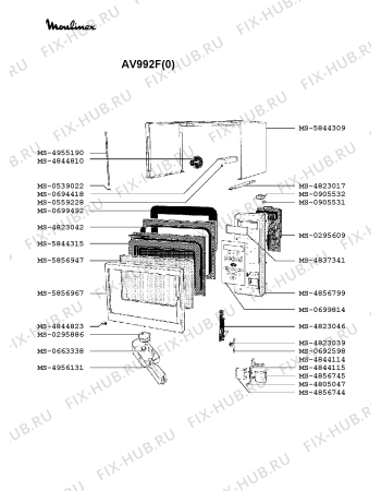 Взрыв-схема микроволновой печи Moulinex AV992F(0) - Схема узла PP002367.7P2