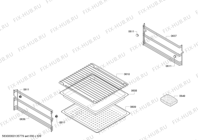 Взрыв-схема плиты (духовки) Siemens HB26D552B - Схема узла 06